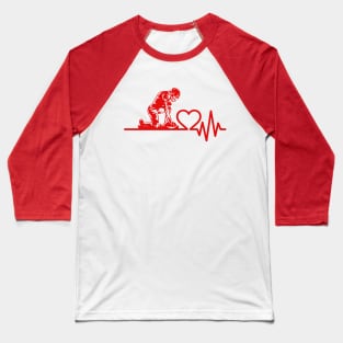 Football Player Praying Heartbeat Baseball T-Shirt